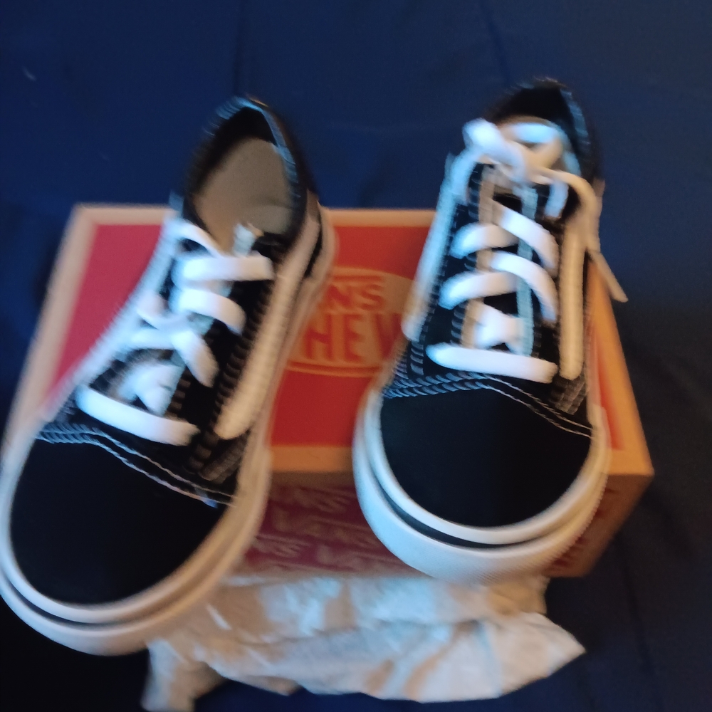 Vans Kids Black and White Sneakers